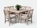 Salon de jardin repas - Bois massif - 150 x 150 x 76 cm - Bois blanchi-Gris clair - Style campagne chic