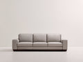 Canapé 3 places - Similicuir - Bois - 220 x 90 x 85 cm - Gris clair - Style moderne