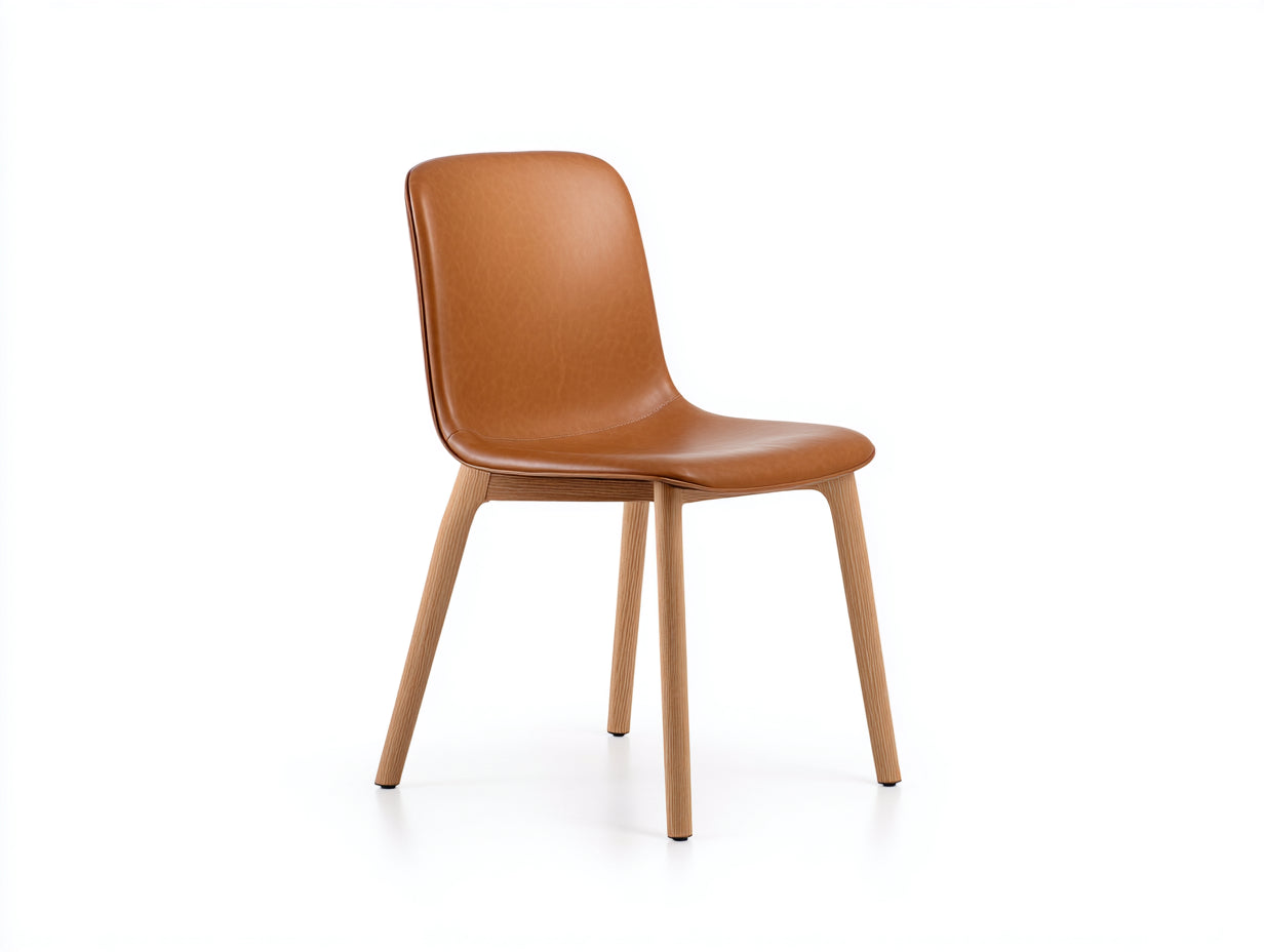 Chaise de salle à manger - Similicuir-Bois - 48 x 55 x 84 cm - Cognac-Bois clair - Style scandinave