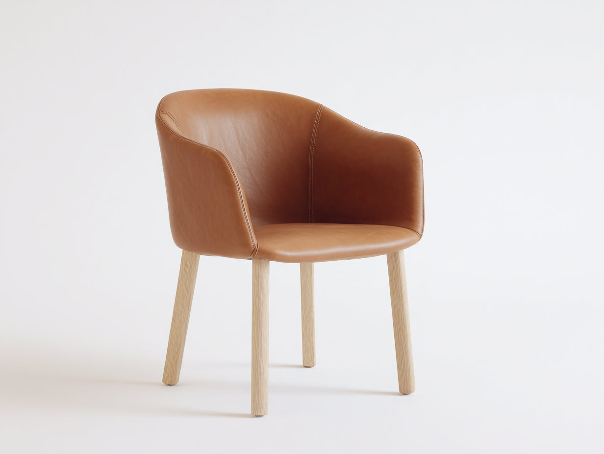 Chaise de salle à manger - Similicuir-Bois - 60 x 61 x 79 cm - Cognac-Bois clair - Style contemporain