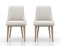 Chaise de salle à manger - Tissu-Bois - 48 x 55 x 86 cm - Blanc cassé-Bois clair - Style moderne
