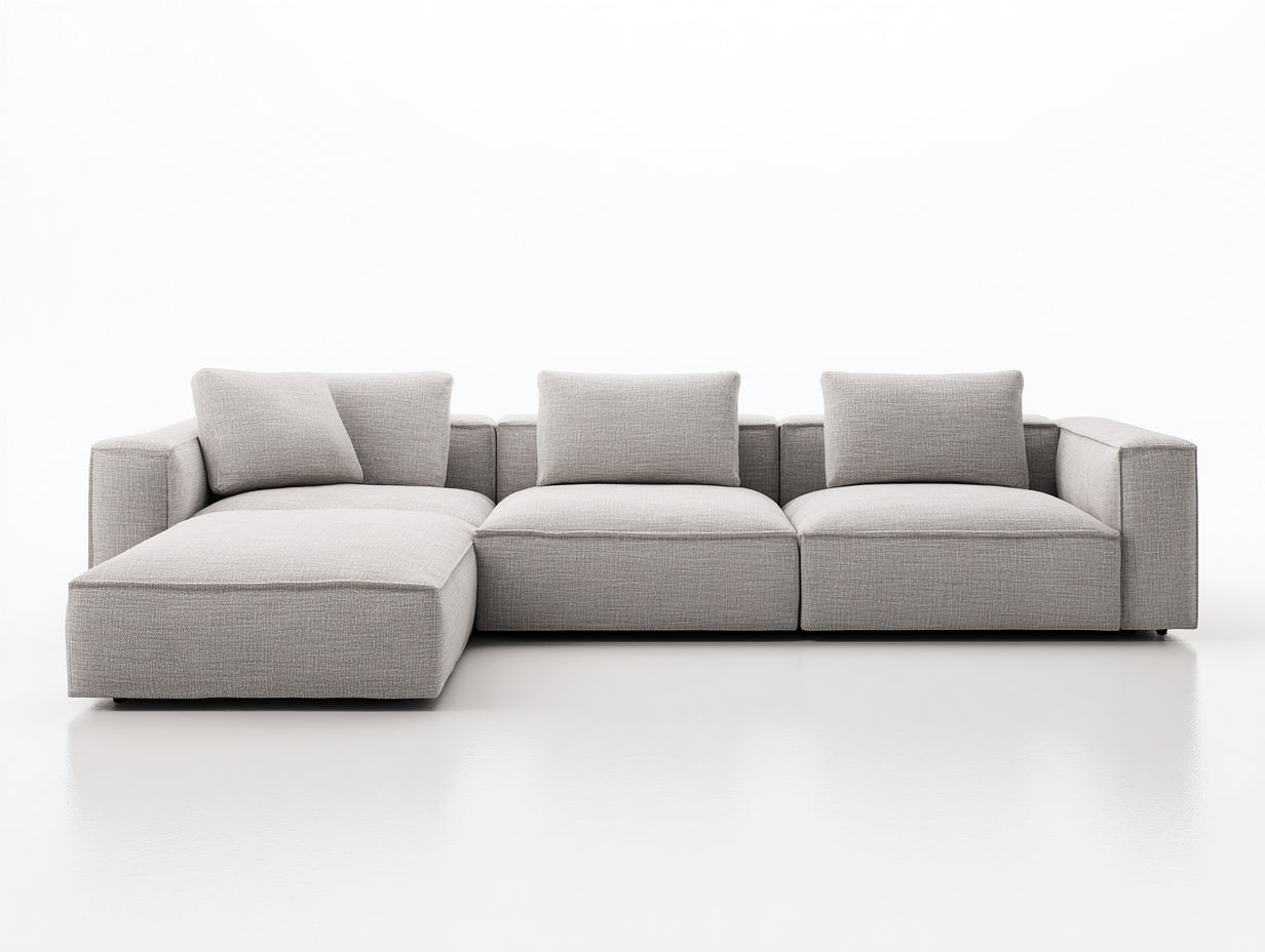 Canapé d'angle - Tissu - 305 x 172 x 78 cm - Gris clair - Style contemporain
