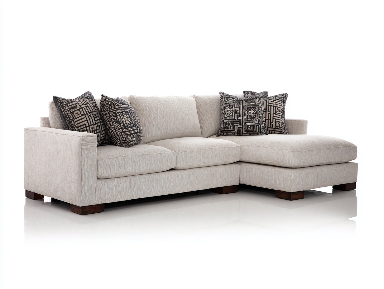 Canapé d'angle - Tissu-Bois - 284 x 166 x 80 cm - Beige clair - Style contemporain