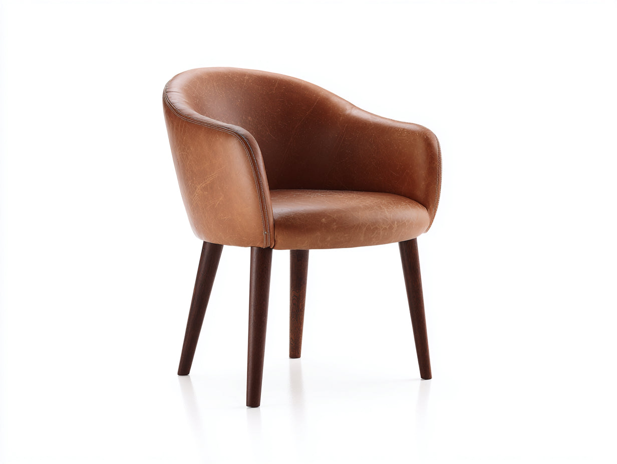 Chaise de salle à manger - Similicuir-Bois - 60 x 61 x 78 cm - Marron cognac-Bois foncé - Style contemporain