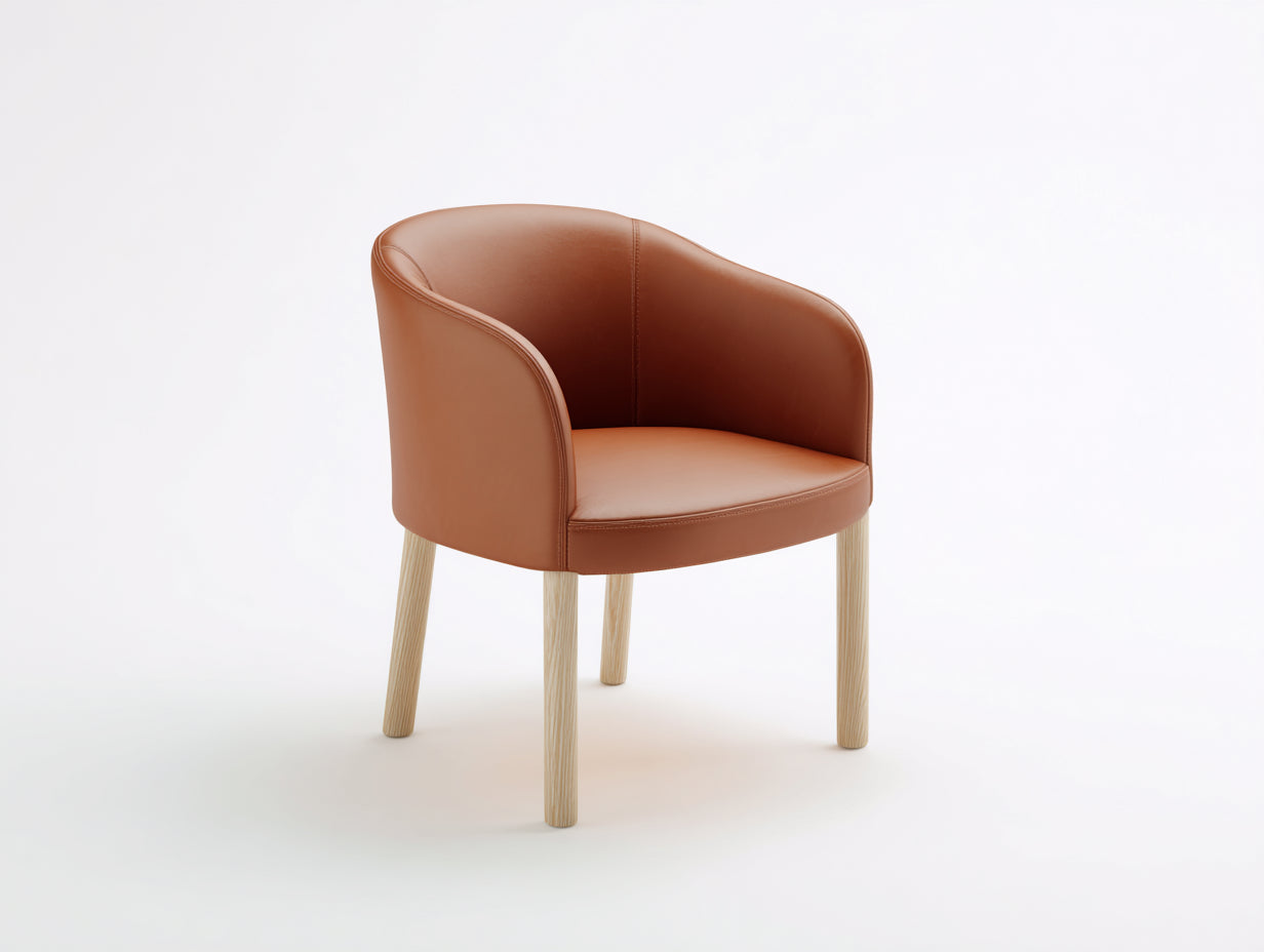 Chaise de salle à manger - Similicuir-Bois - 60 x 61 x 78 cm - Cognac-Bois clair - Style contemporain