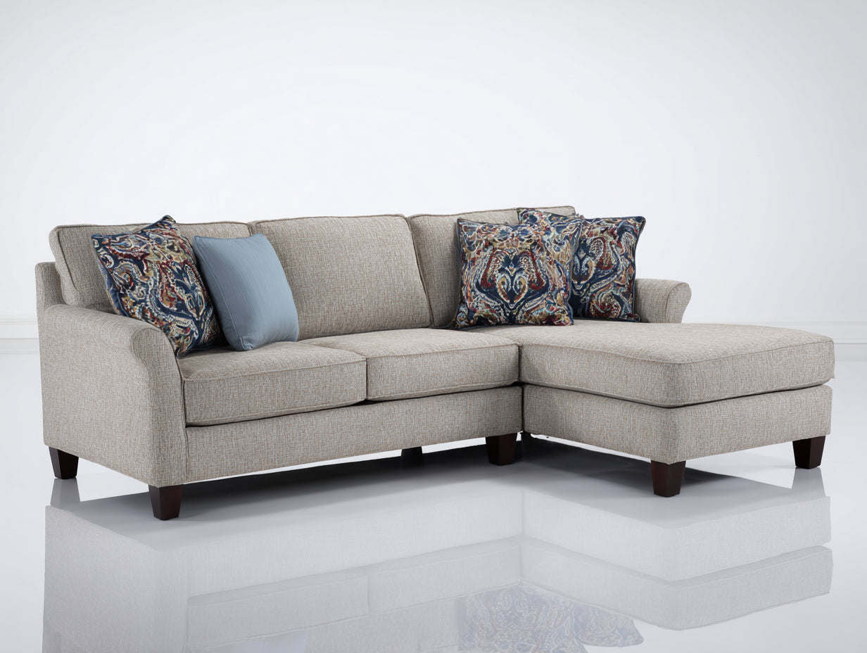 Canapé d'angle - Tissu-Bois - 280 x 165 x 84 cm - Beige clair - Style contemporain