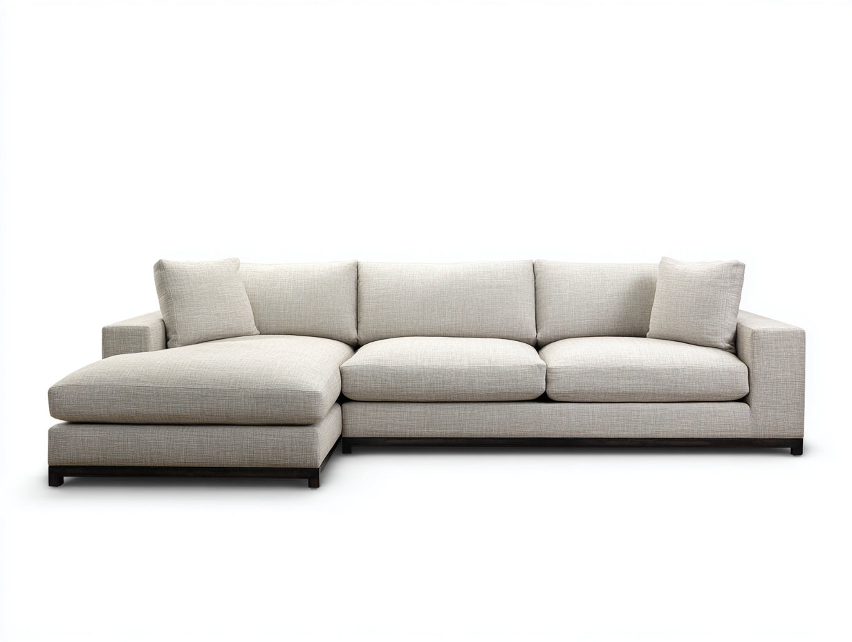 Canapé d'angle - Tissu - 304 x 176 x 80 cm - Beige clair - Style contemporain