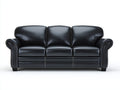 Canapé 3 places - Cuir synthétique - Bois - 225 x 94 x 88 cm - Noir - Style moderne
