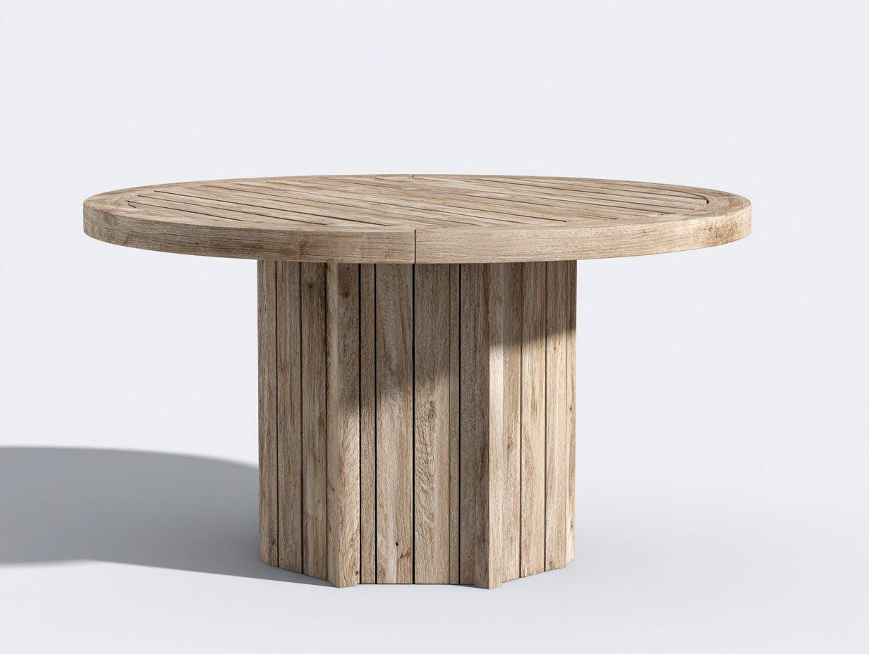 Table de jardin - Bois - 135 x 135 x 75 cm - Bois blanchi - Style minimaliste