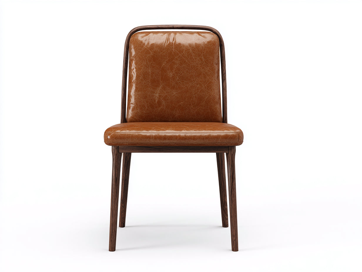 Chaise de salle à manger - Similicuir-Bois - 48 x 53 x 84 cm - Marron cognac-Bois foncé - Style rétro
