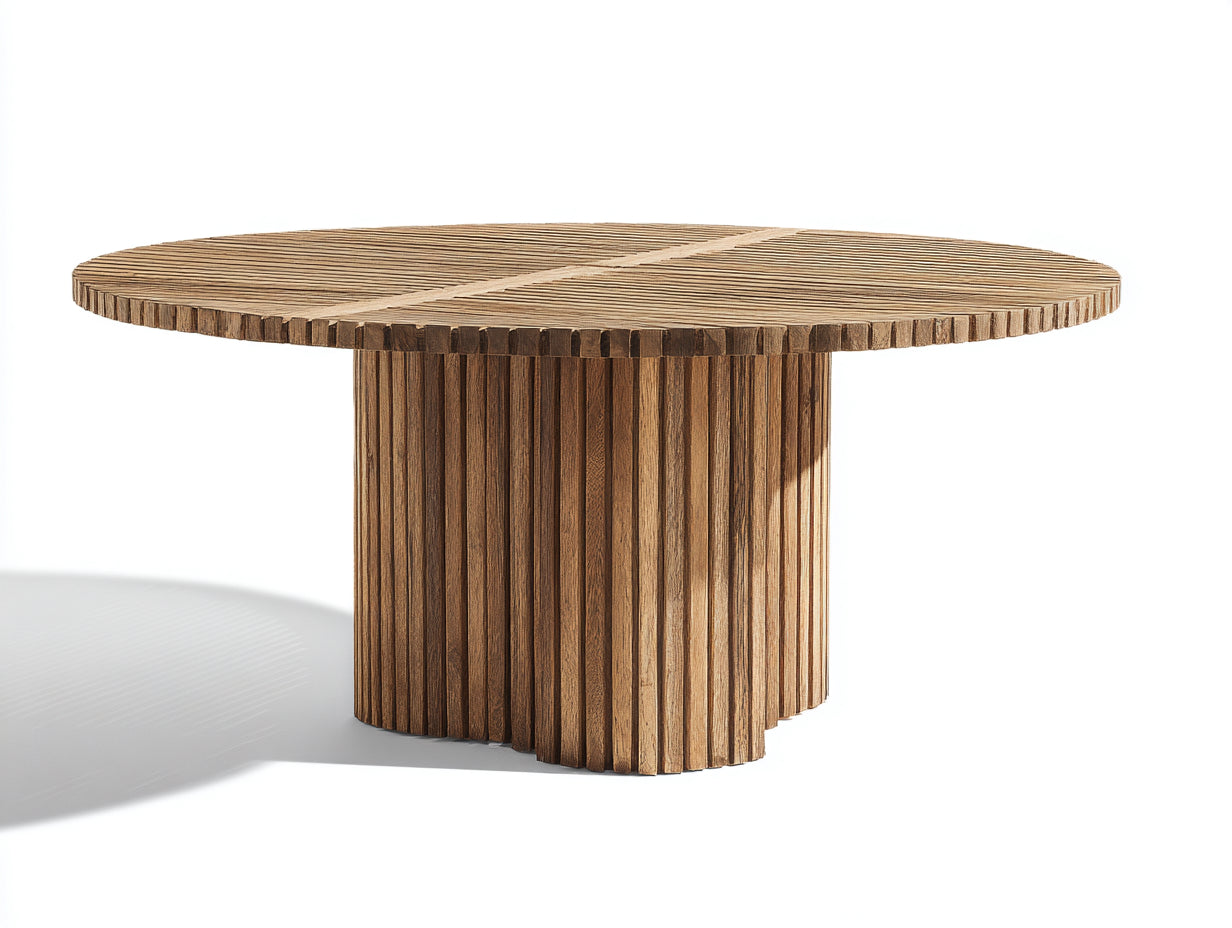 Table de jardin - Bois - 145 x 145 x 76 cm - Bois naturel brun - Style architectural