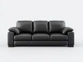 Canapé 3 places - Cuir synthétique - Bois - 230 x 98 x 88 cm - Noir - Style moderne