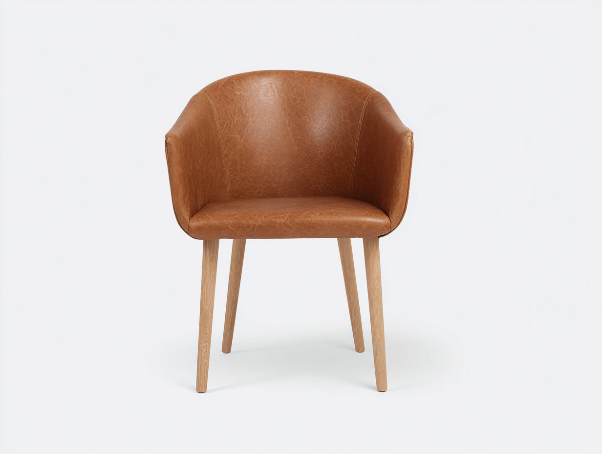 Chaise de salle à manger - Similicuir-Bois - 59 x 61 x 79 cm - Marron cognac-Bois clair - Style contemporain