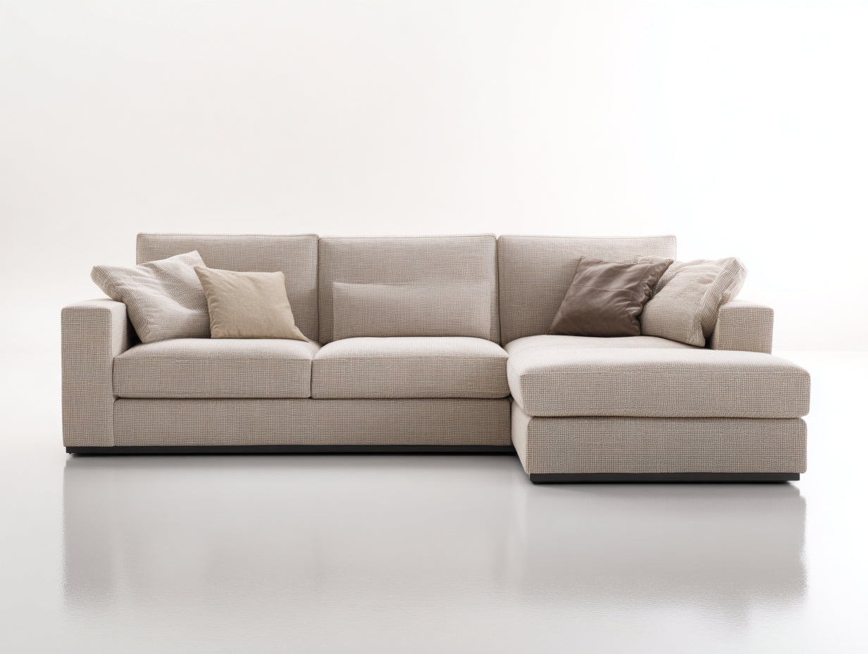 Canapé d'angle - Tissu - 288 x 172 x 81 cm - Beige clair - Style moderne