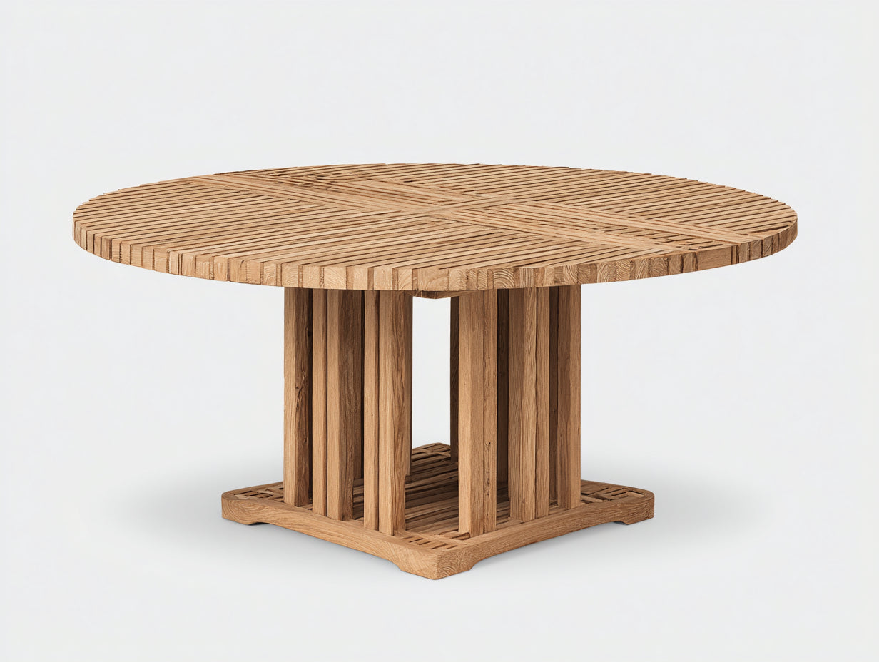 Table de jardin - teck massif - 120x120x75 cm - naturel - style contemporain