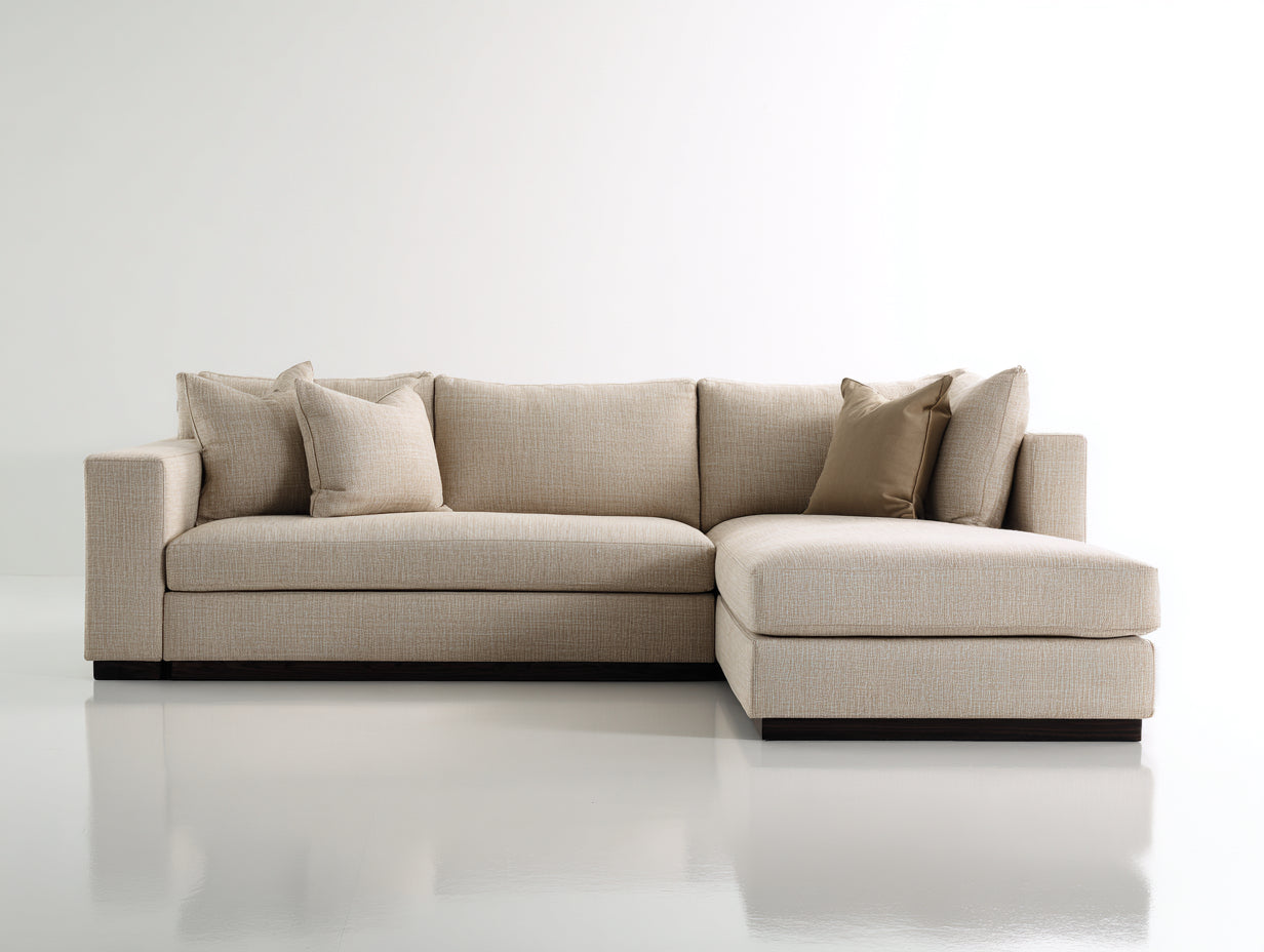 Canapé d'angle - Tissu - 286 x 168 x 80 cm - Beige clair - Style contemporain