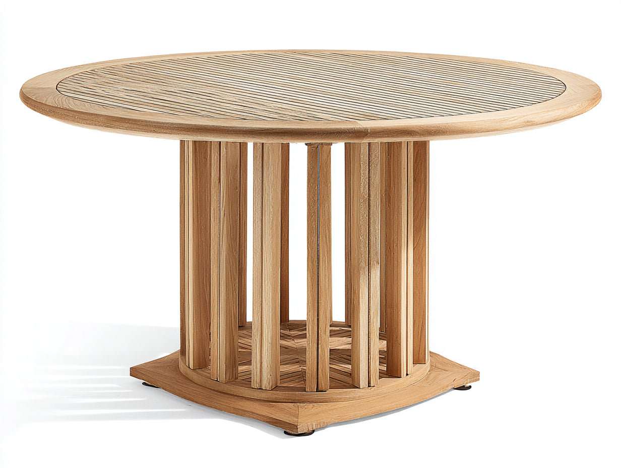 Table de jardin - Bois massif - 150 x 150 x 76 cm - Bois naturel clair - Style architectural