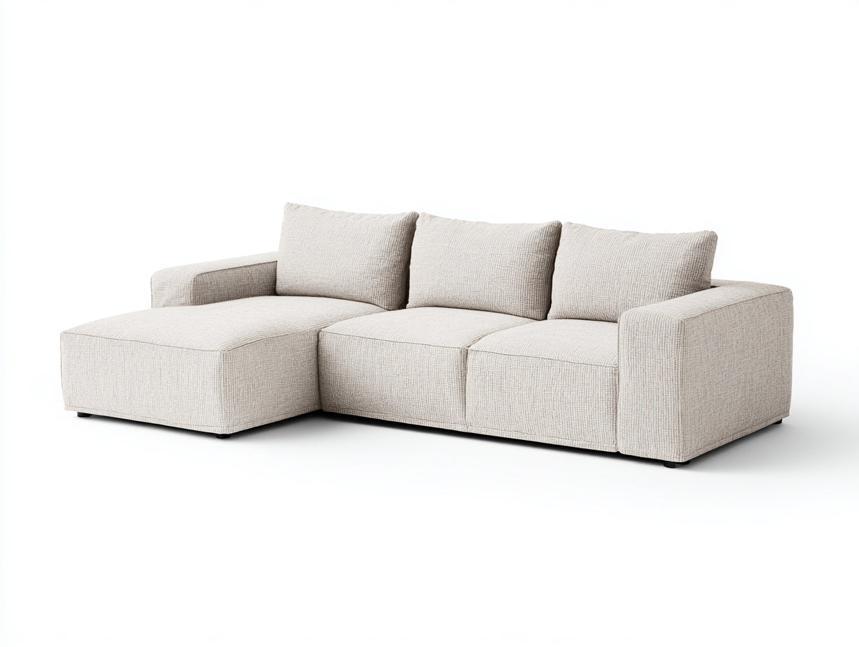 Canapé d'angle - Tissu - 282 x 164 x 79 cm - Beige clair - Style moderne