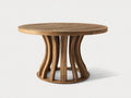 Table de jardin - Bois massif - 145 x 145 x 76 cm - Bois naturel brun - Style sculptural