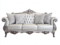 Canapé 3 places - Similicuir - Bois - 240 x 96 x 108 cm - Blanc - Style baroque