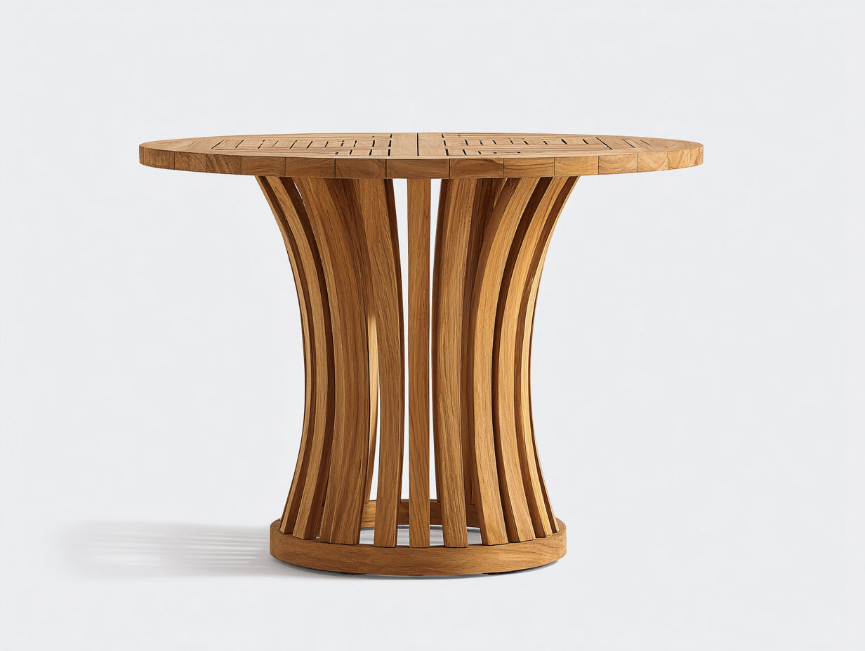 Table de jardin - Bois massif - 135 x 135 x 76 cm - Bois naturel miel - Style contemporain