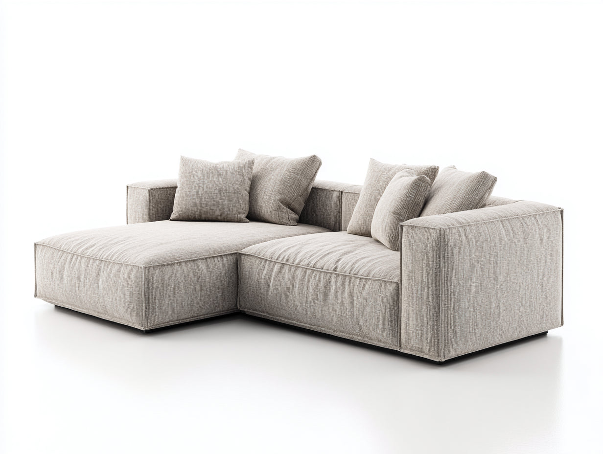Canapé d'angle - Tissu - 275 x 180 x 76 cm - Beige clair - Style contemporain