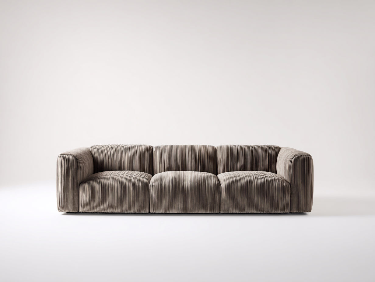 Canapé 3 places - Tissu - Bois - 250 x 100 x 82 cm - Gris - Style moderne