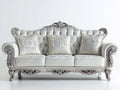 Canapé 3 places - Tissu - Bois - 235 x 95 x 105 cm - Blanc - Style baroque