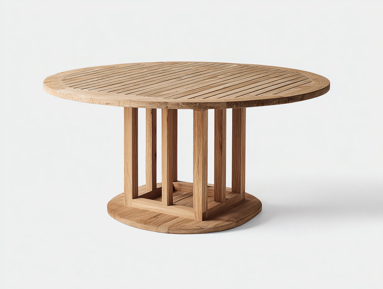 Table de jardin - Bois massif - 140 x 140 x 75 cm - Bois naturel clair - Style contemporain