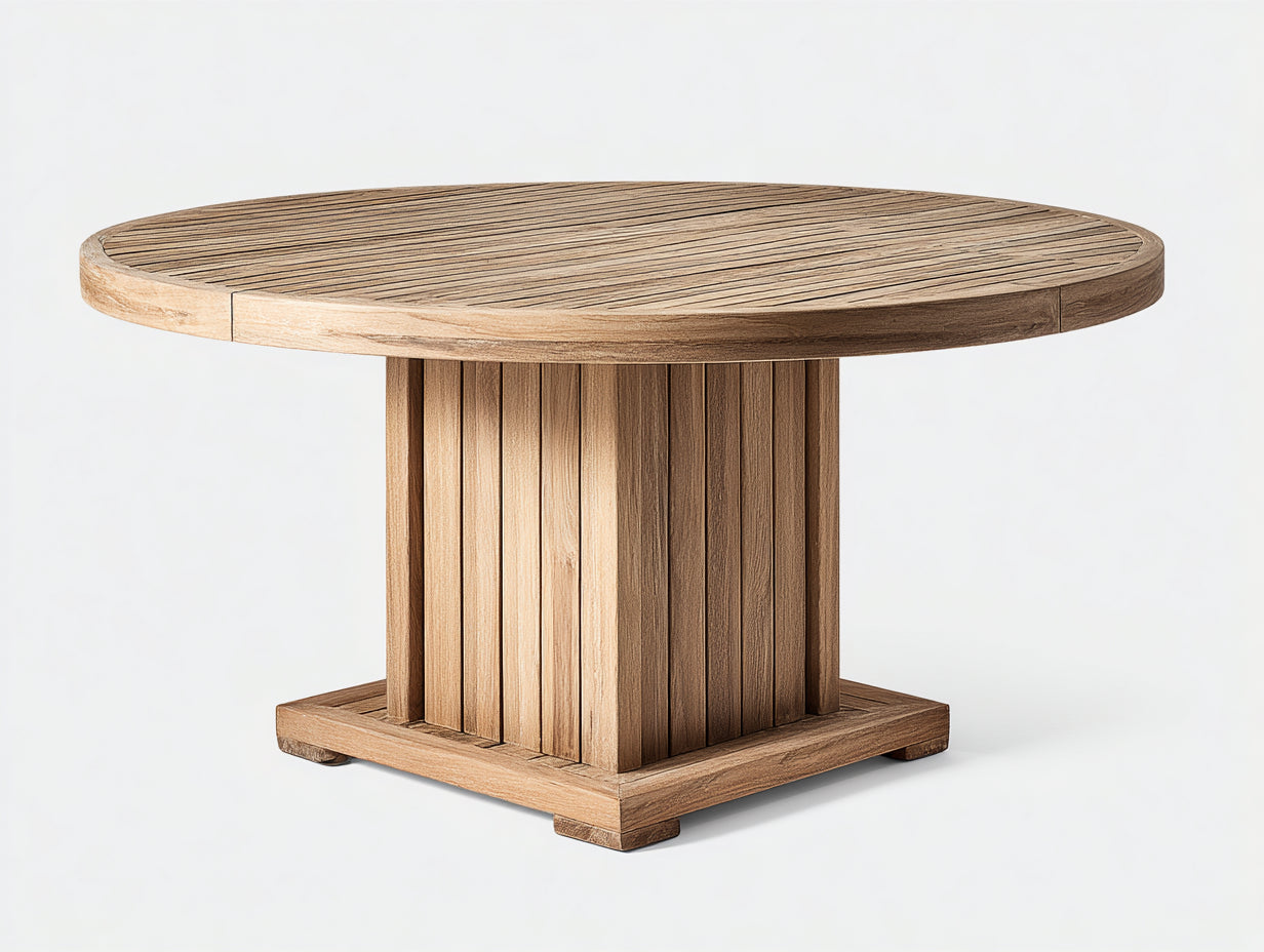 Table de jardin - Bois massif - 135 x 135 x 75 cm - Bois naturel - Style géométrique
