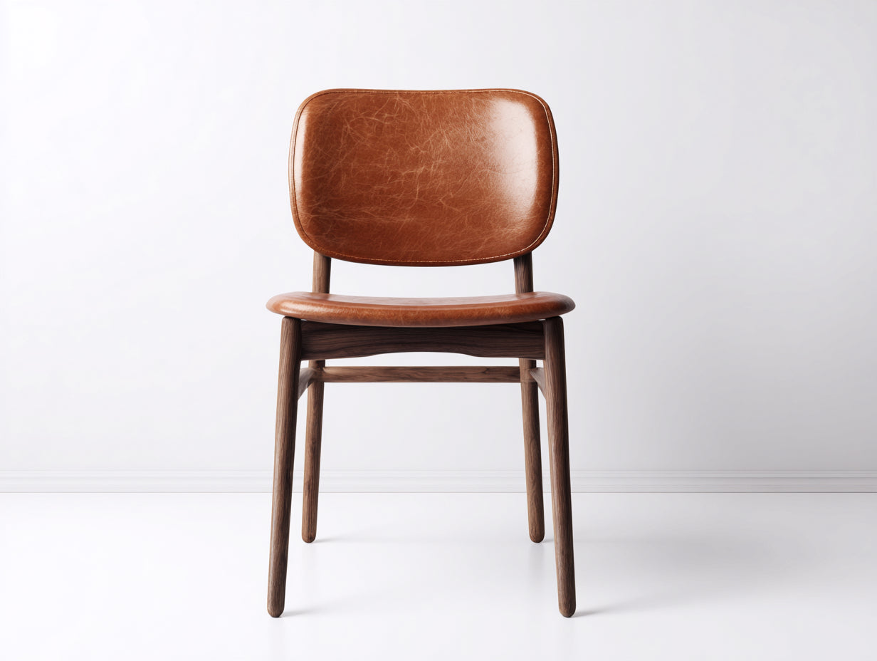 Chaise de salle à manger - Similicuir-Bois - 49 x 54 x 82 cm - Marron cognac-Bois foncé - Style rétro