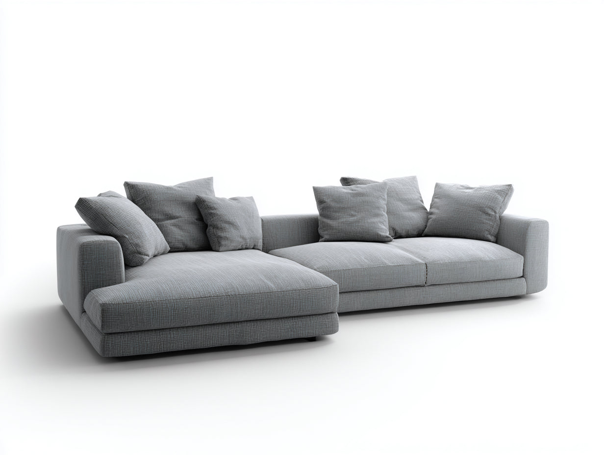 Canapé d'angle - Tissu - 315 x 175 x 78 cm - Gris clair - Style contemporain