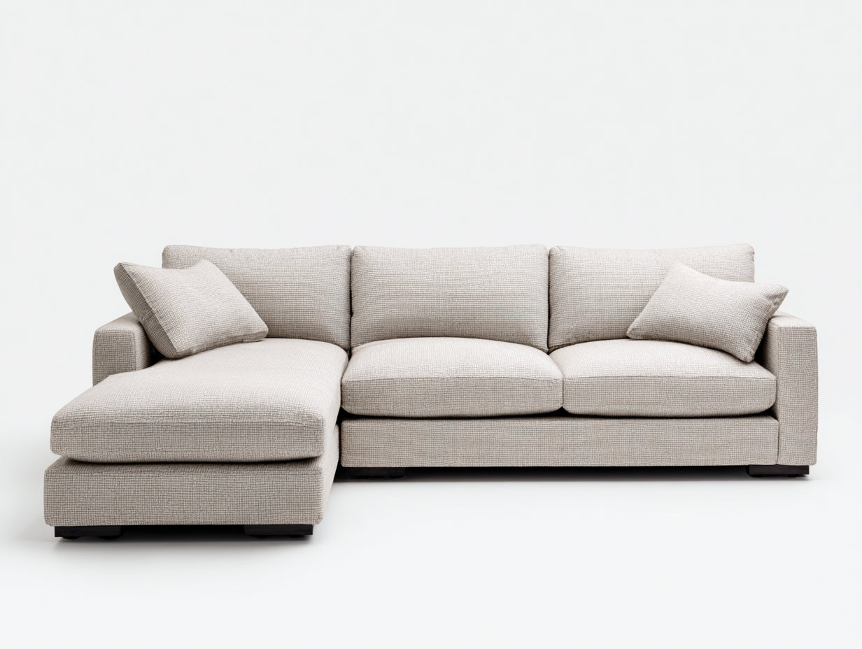 Canapé d'angle - Tissu - 292 x 168 x 82 cm - Beige clair - Style moderne
