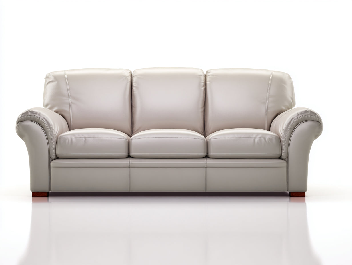 Canapé 3 places - Similicuir - 215 x 92 x 90 cm - Beige clair - Style classique